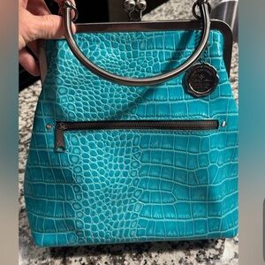 Patricia Nash Aqua Crocodile-Embossed Shoulder Bag